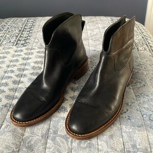 Via Spiga black leather ankle booties